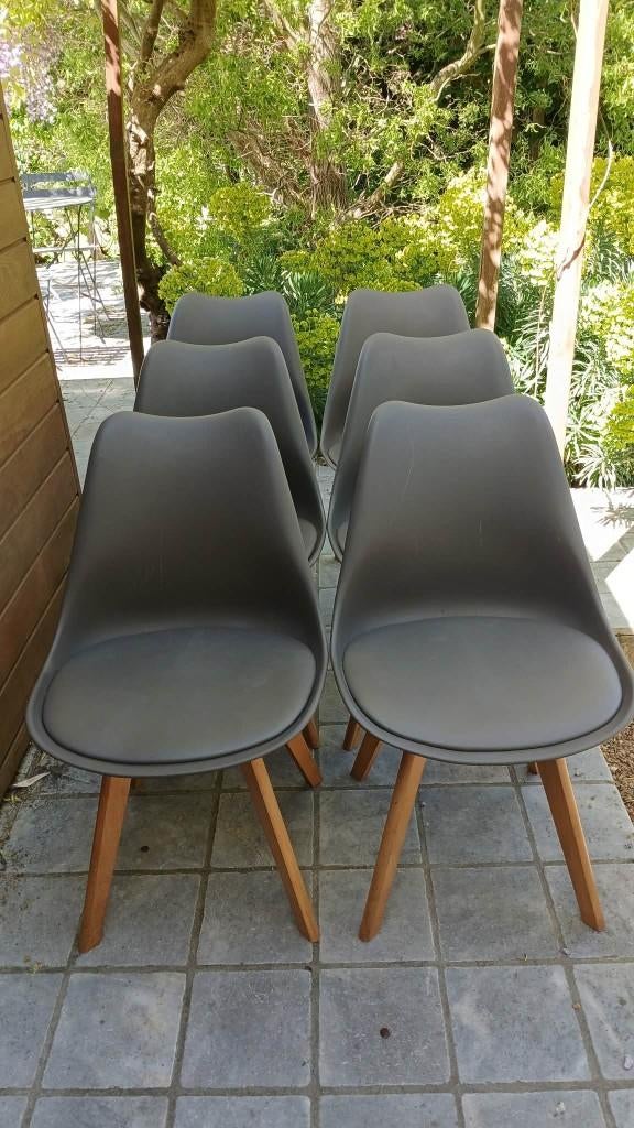 6 chaises scandinaves grises, Gris, Synthétique, Enlèvement, Scandinave