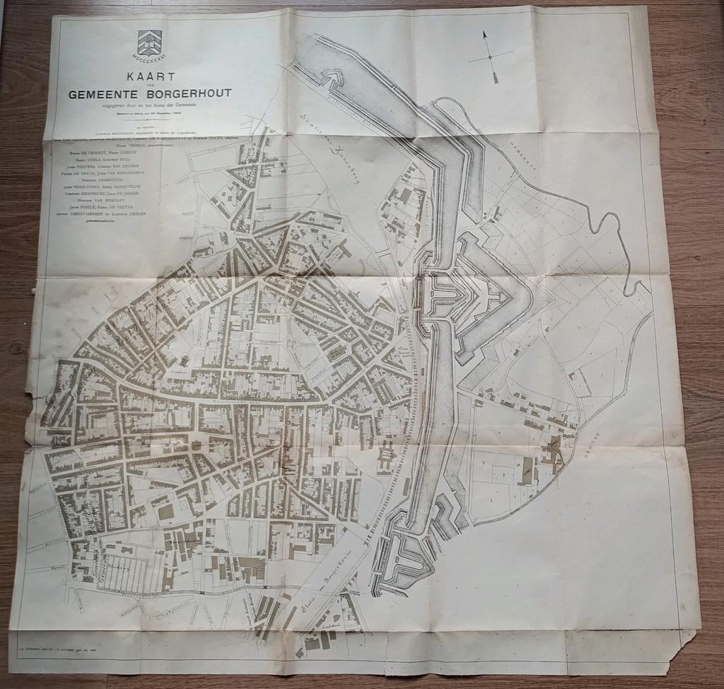 Carte historique de la commune de Borgerhout 1900, Enlèvement ou Envoi, Belgique, Carte géographique, 1800 à 2000
