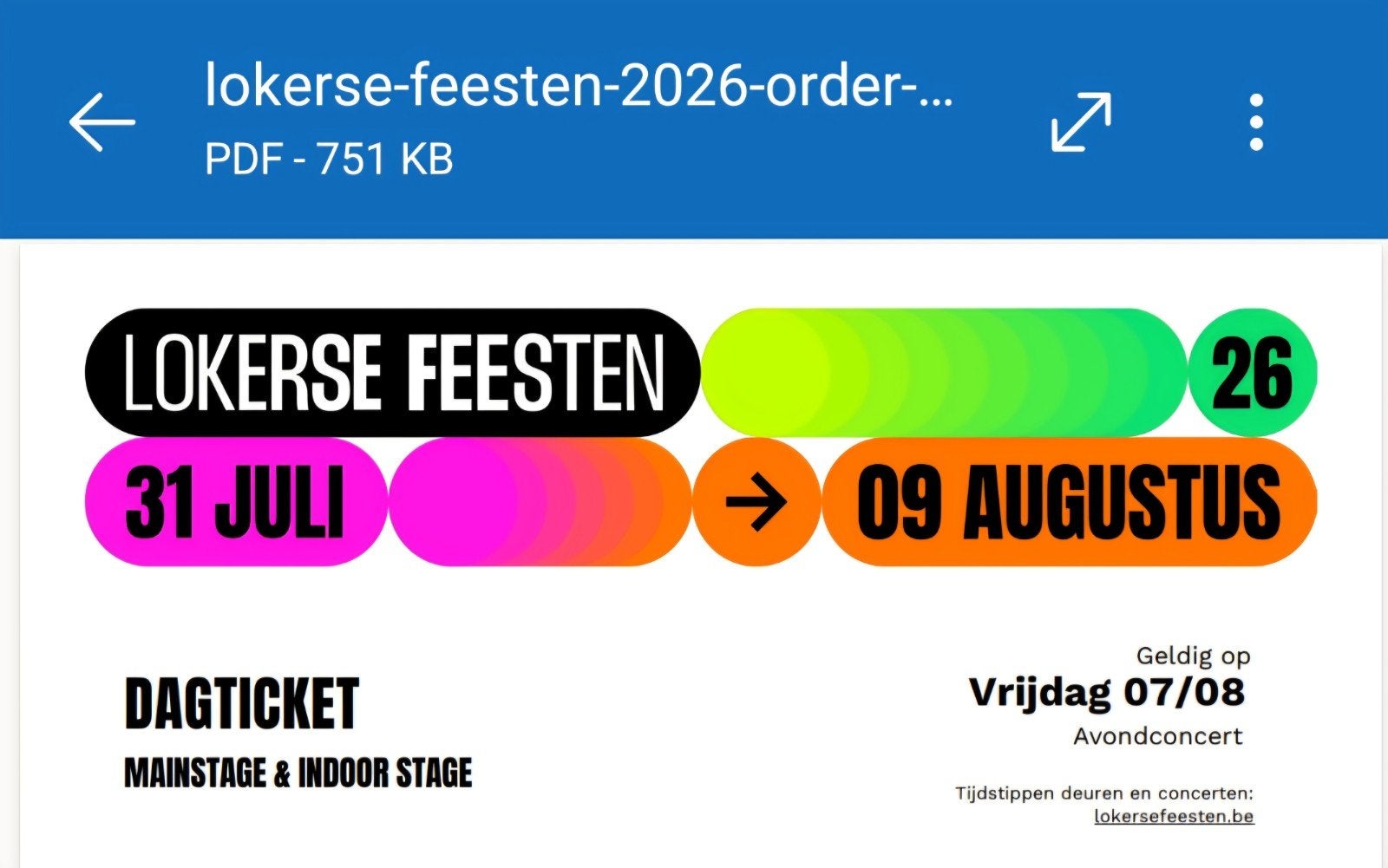 Lokerse feesten, Tickets & Billets