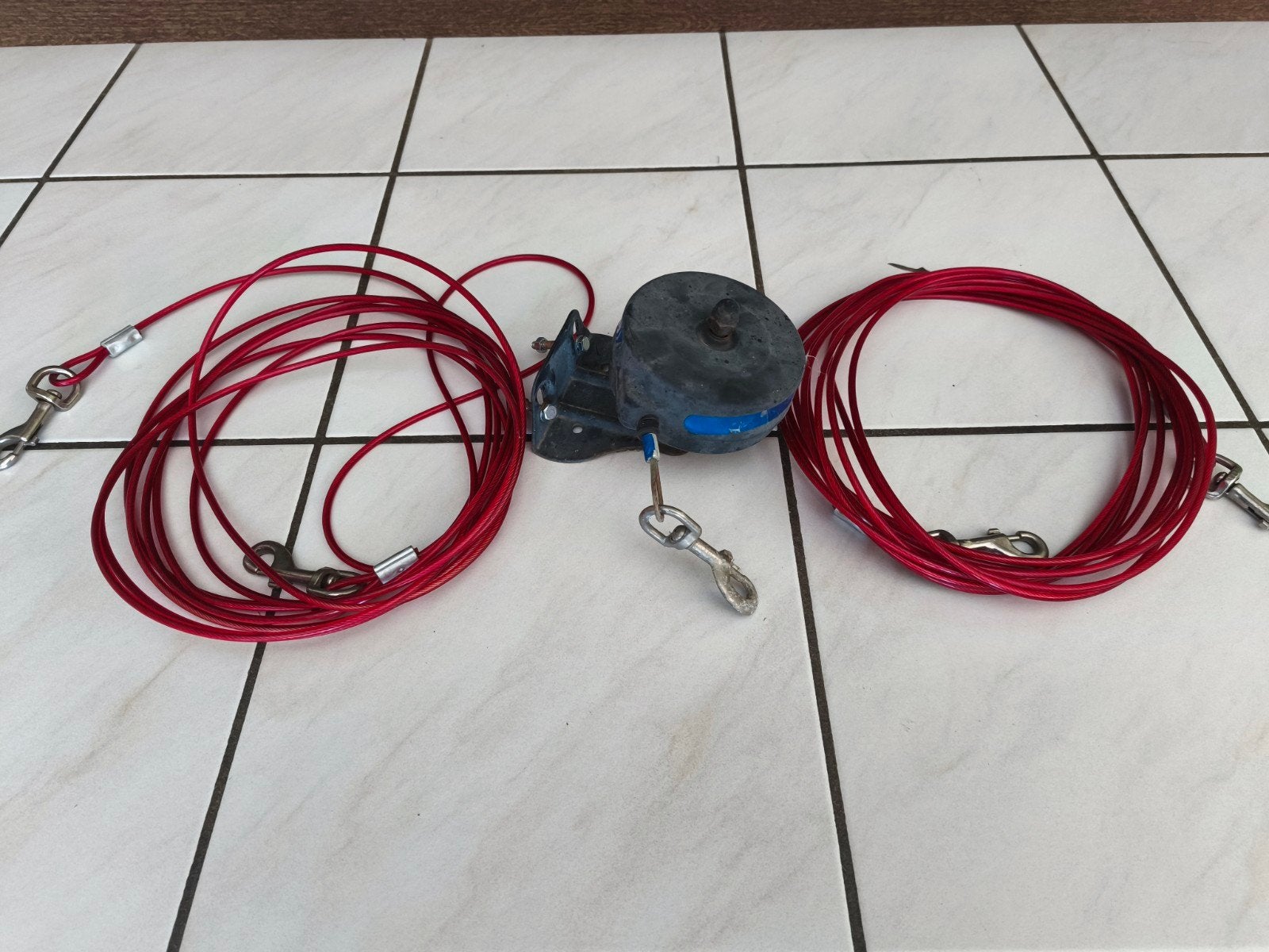 Enrouleur attache murale pour chien + câble en métal jardin, Animaux & Accessoires, Enlèvement, Utilisé, Autres types