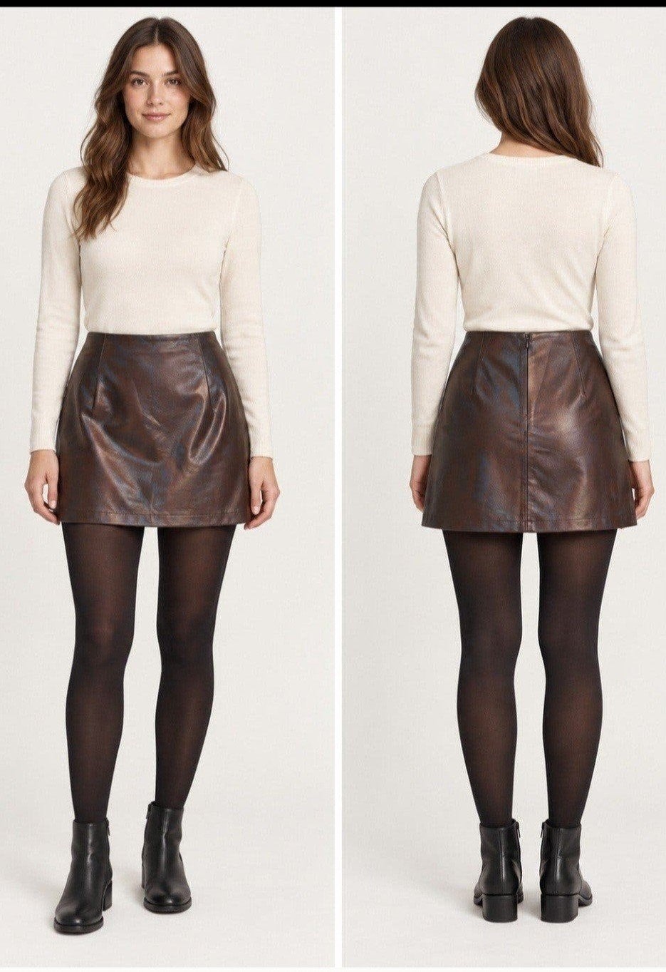 22 OCTOBRE Lederlook Rokje donkerbruin Maat S - Topstaat✨️✨️, Kleding | Dames, Bruin, 22 OCTOBRE, Ophalen of Verzenden, Zo goed als nieuw