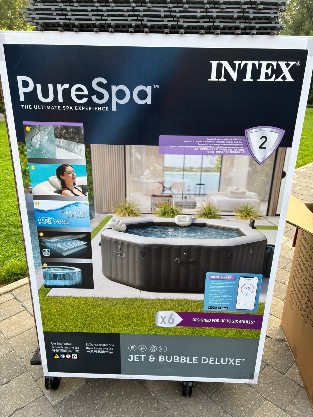 Intex PureSpa Jet&Bubble deluxe 6 personen + accesoires, Ophalen, Zo goed als nieuw, Afdekzeil, Opblaasbaar