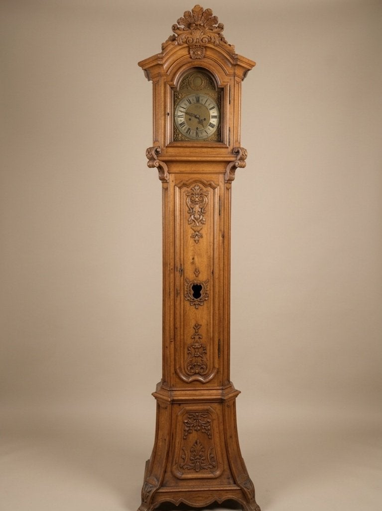 Grote eikenhouten klok uit Luik - Louis XV-stijl, Ophalen