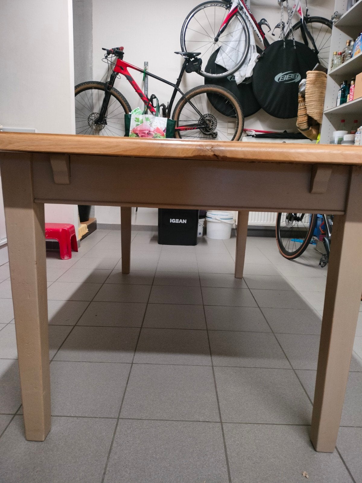 Eiken tafel rustiek 1.80 m met 2 verlengstukken 50 cm, Huis en Inrichting, Ophalen, Rustiek, Eikenhout, 50 tot 100 cm