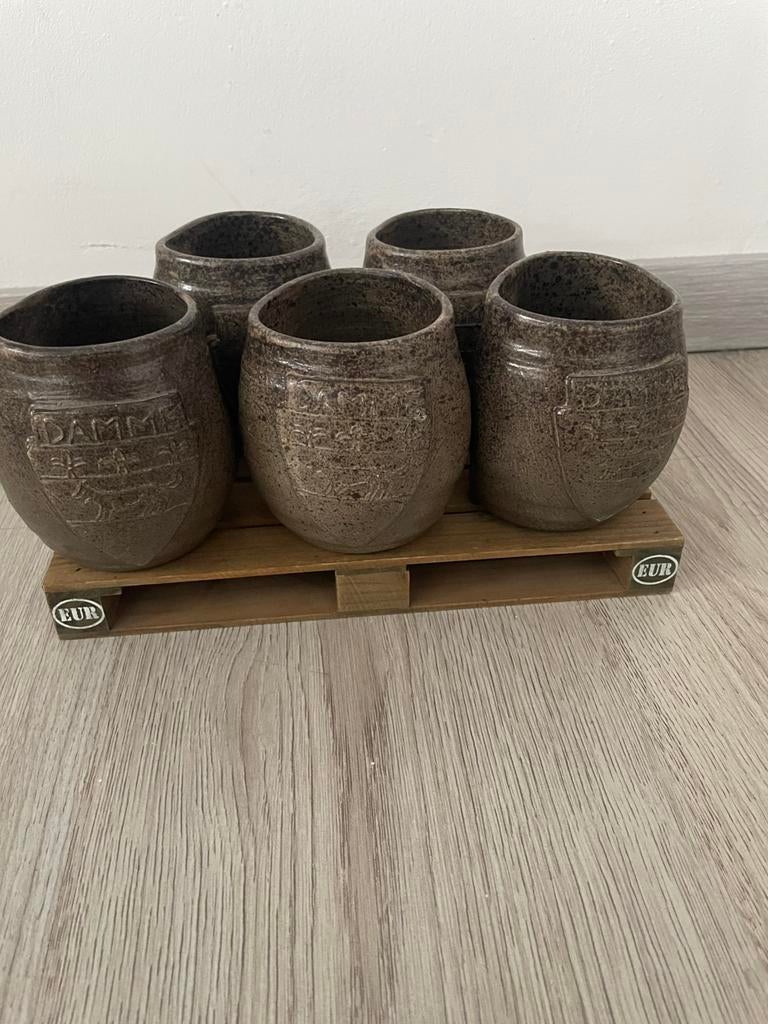 Set van 5 handgemaakte Paul van Gompel 'Damme' bekers, Antiek en Kunst, Ophalen of Verzenden
