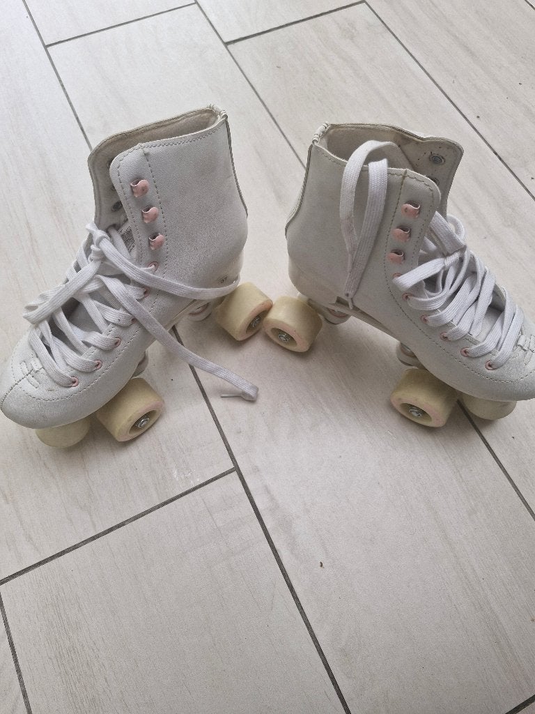 Oxelo Quad 100 rolschaatsen wit/roze – tweedehands, Ophalen, Dames