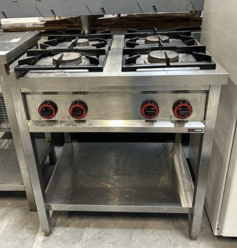 RedFox professioneel 4-pits gasfornuis RVS, Electroménager, Cuisinières, Gaz, 85 à 90 cm, 4 zones de cuisson, Enlèvement