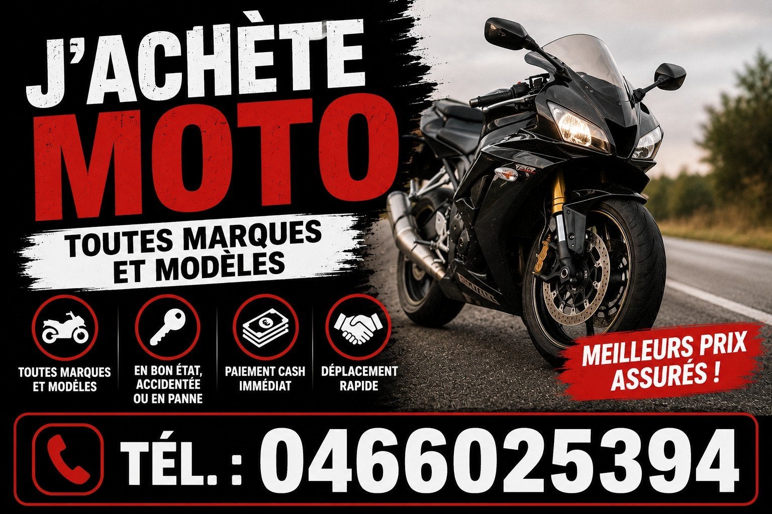 J'ACHETE TOUT LE TYPE DES MOTOS, Motos, Entreprise