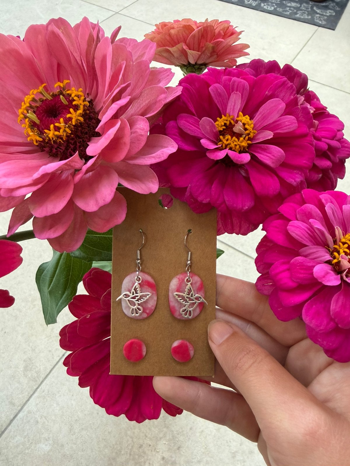 Wit/roze oorbellen, Ophalen of Verzenden, Wit