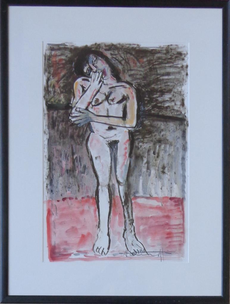 GODFRIED VERVISCH / NAAKTE VROUW / LITHO + GOUACHE / 82x61cm, Enlèvement