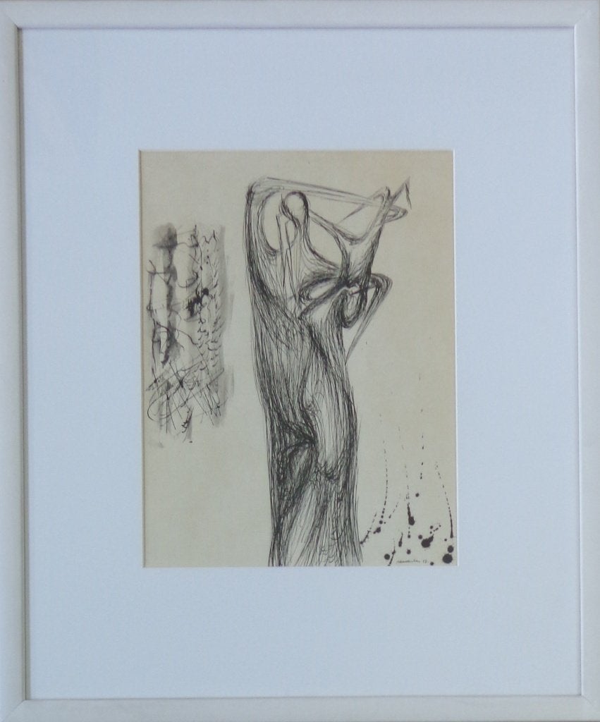 JAN VAERTEN / FIGUUR / ORIGINEEL WERK / 64x54cm / KADER SIG, Enlèvement ou Envoi