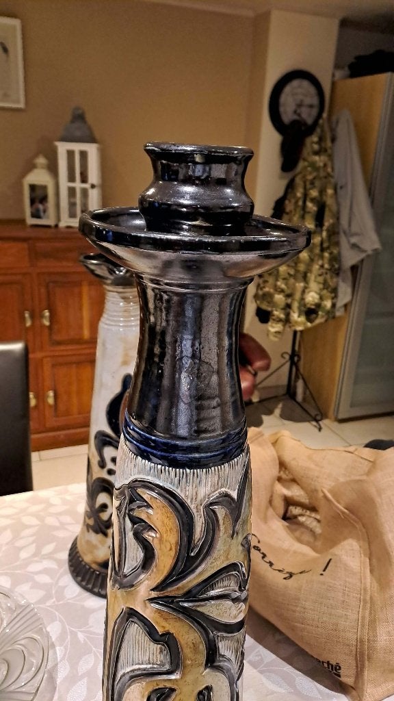 Grand bougeoir flambeau en grès de Bouffioulx -Jules Guérin, Ophalen