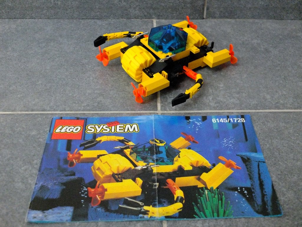Lego System 6145 - Sous-marin Aquazone Crystal Crawler, 1996, Gebruikt, Lego, Ophalen of Verzenden, Inclusief instructies