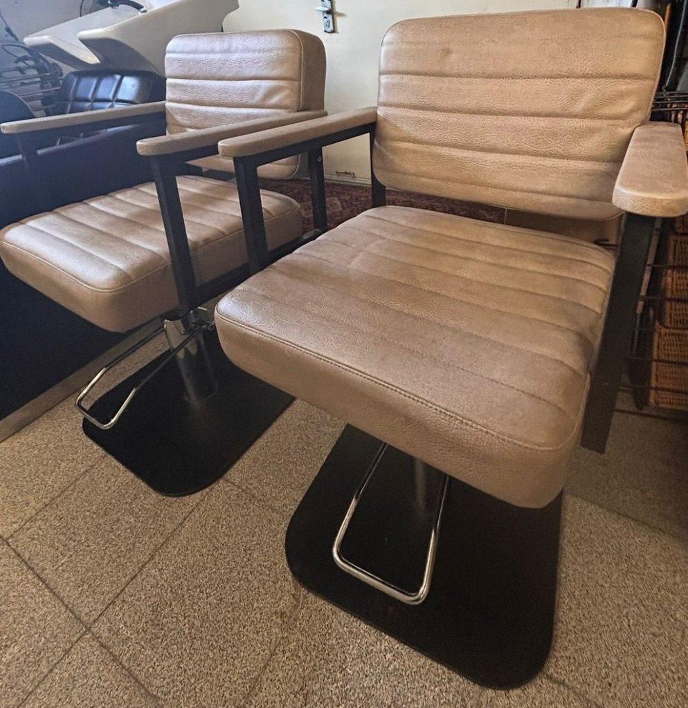 Kapperstoelen Luca Rossini, Huis en Inrichting, Stoelen, Ophalen, Gebruikt, Bruin, Eén