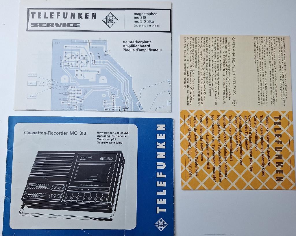 Manuel et schéma de service du Telefunken MC310, Enlèvement ou Envoi