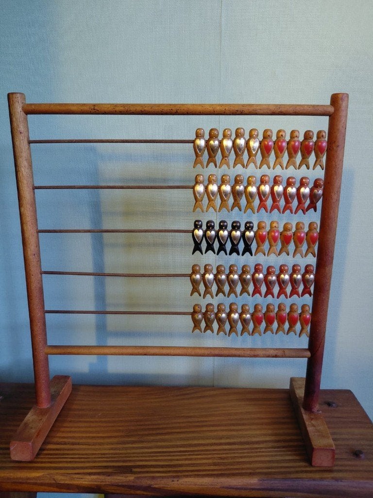 Antiek houten telraam – abacus 1930 - zwaluwen als telkralen, Ophalen of Verzenden