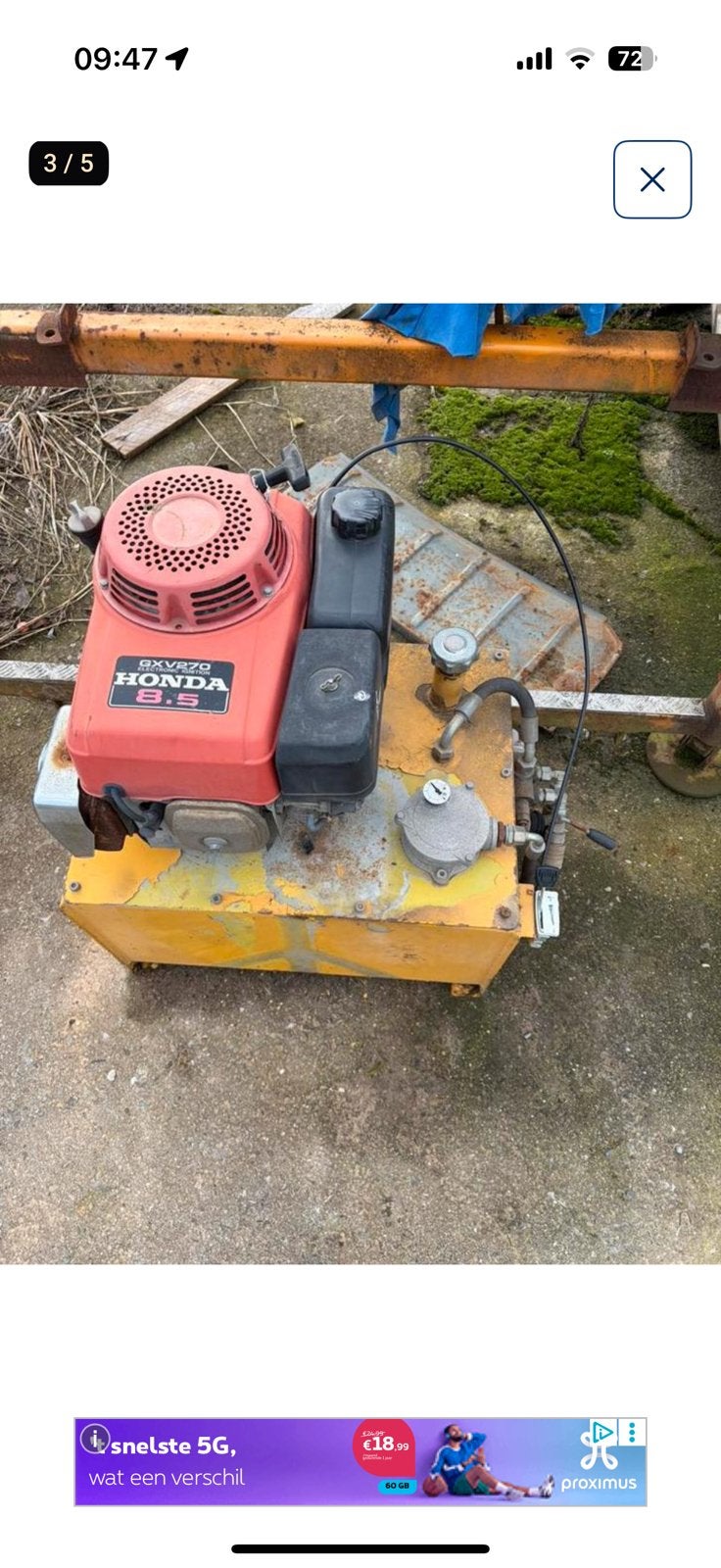 Hydraulische pomp met Honda motor 8.5, Ophalen, Zo goed als nieuw