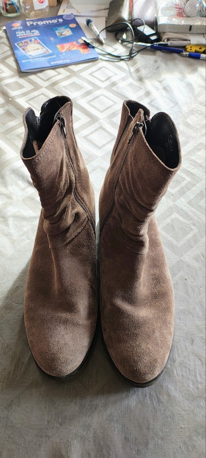 Bottines Gabor Comfort-G en daim marron/taupe — Taille 44 (9, Enlèvement ou Envoi, Brun