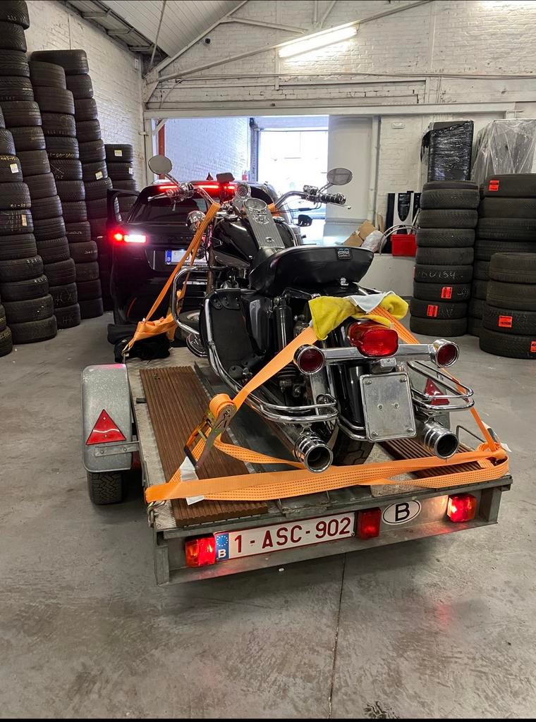 Remorque moto avec rail – jantes alu – très bon état, Autos : Divers, Remorques, -, _, Enlèvement, Utilisé