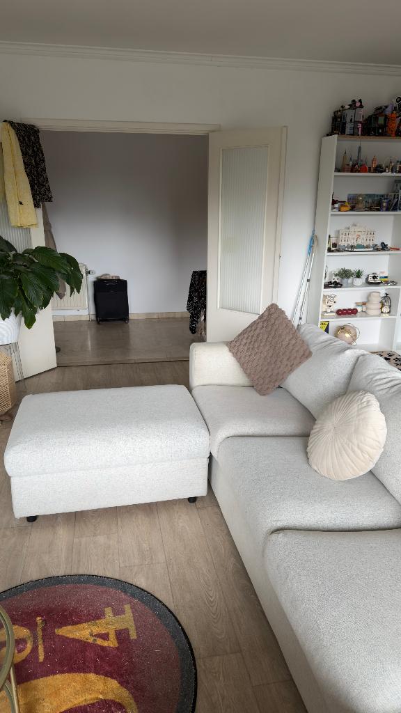 Canapé 4 places avec méridienne - beige, 75 à 100 cm, Quatre personnes ou plus, Enlèvement, Utilisé