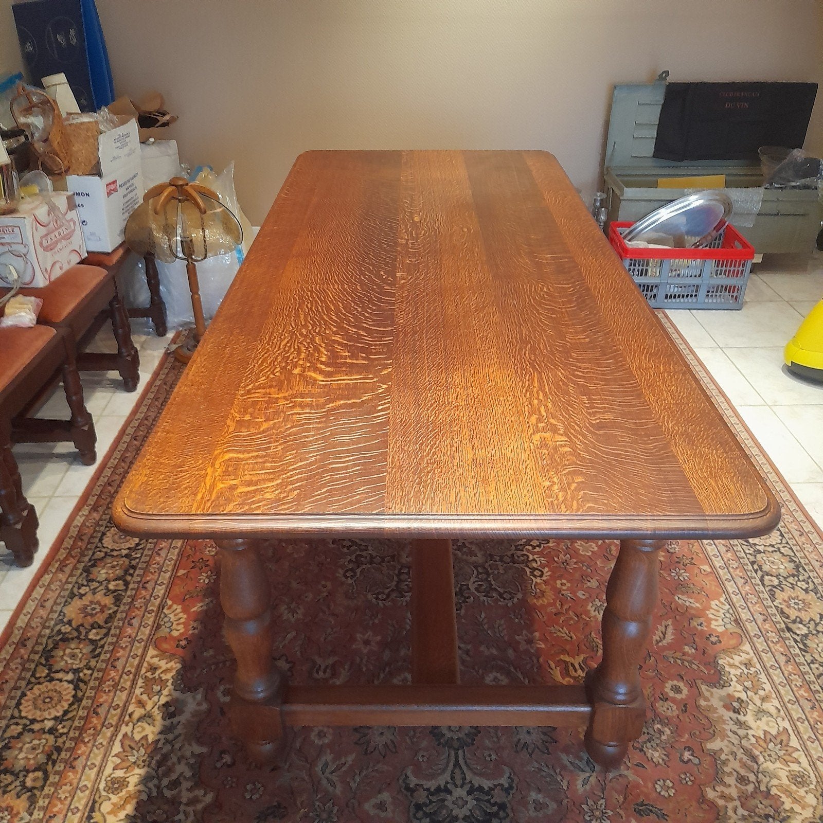 Table salle à manger en chêne foncé + 6 chaises, Maison & Meubles, Comme neuf, Enlèvement, 50 à 100 cm, Chêne