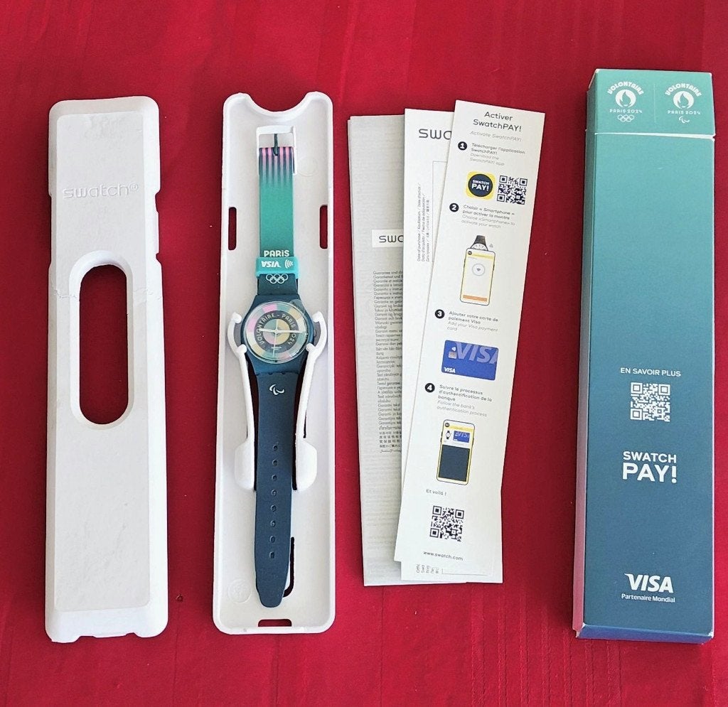 Swatch JO Paris 2024 horloge, Ophalen, Zo goed als nieuw, Polshorloge, Swatch