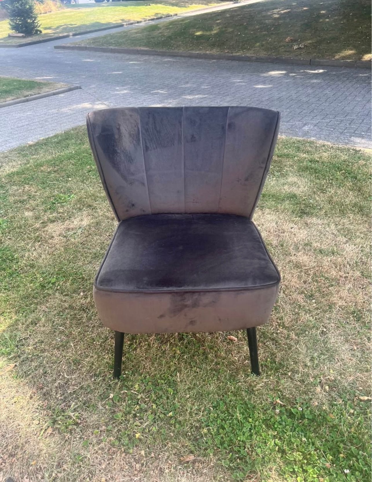 Fauteuil d'appoint en velours gris foncé/noir, Maison & Meubles, Comme neuf, Enlèvement, Une, Tissus