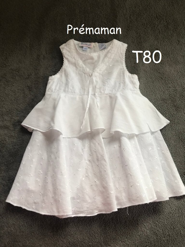 Prémaman onberispelijke witte jurk T80, Kinderen en Baby's, Babykleding | Maat 80, Gebruikt, Meisje, Jurkje of Rokje, Ophalen of Verzenden