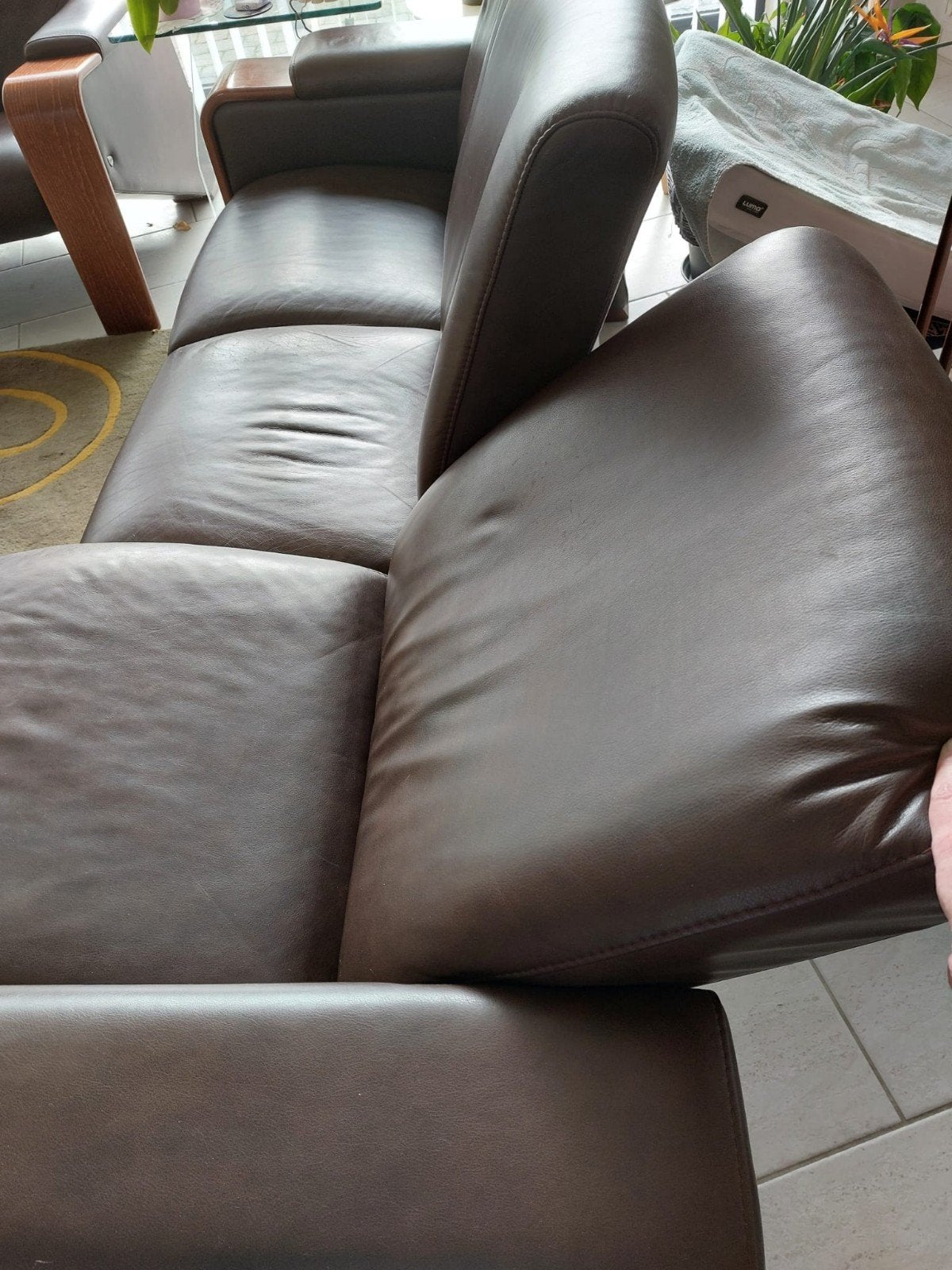 Stressless lederen 2- en 3-zit donkerbruin zetel, Ophalen