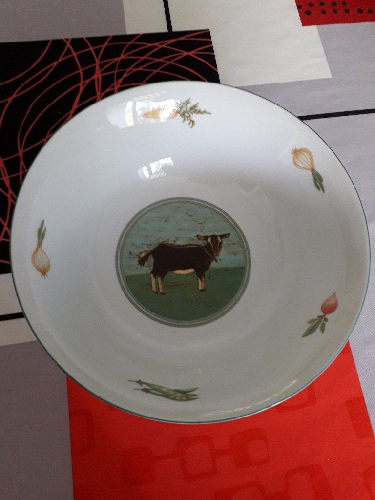 NIEUW ronde schaal in porselein met dier op, Ophalen, Porselein of Keramiek, Schaal, Rond