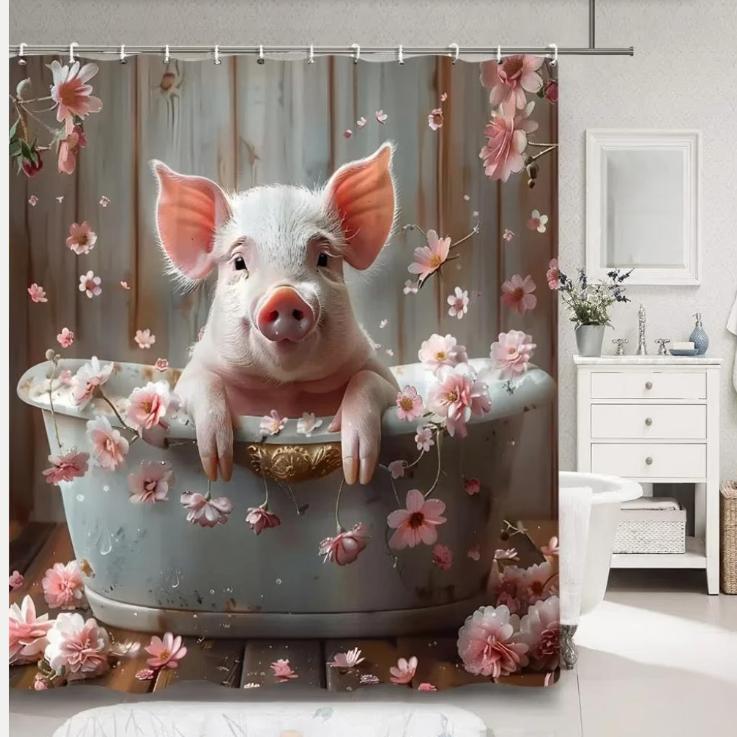 rideaux de douche Animaux de la ferme dans le bain 180x200cm