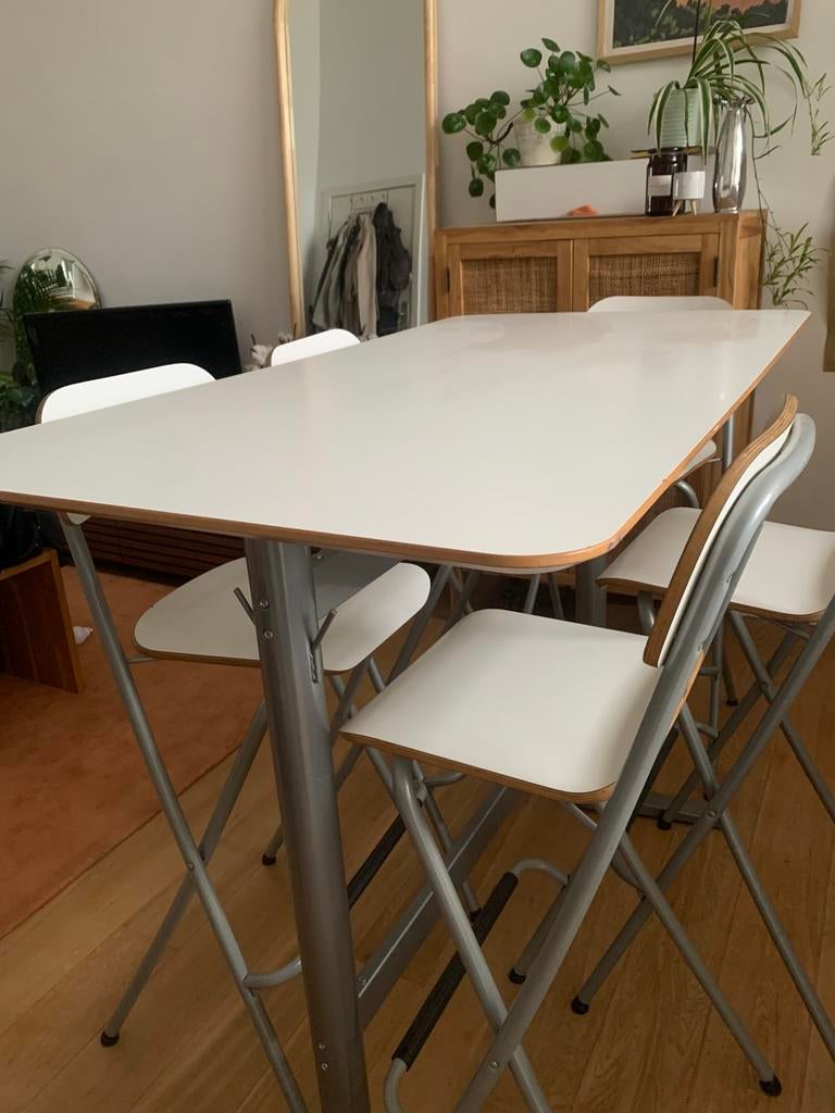 Table Haute et chaises, Maison & Meubles, Tables | Tables mange-debout, Enlèvement, Comme neuf