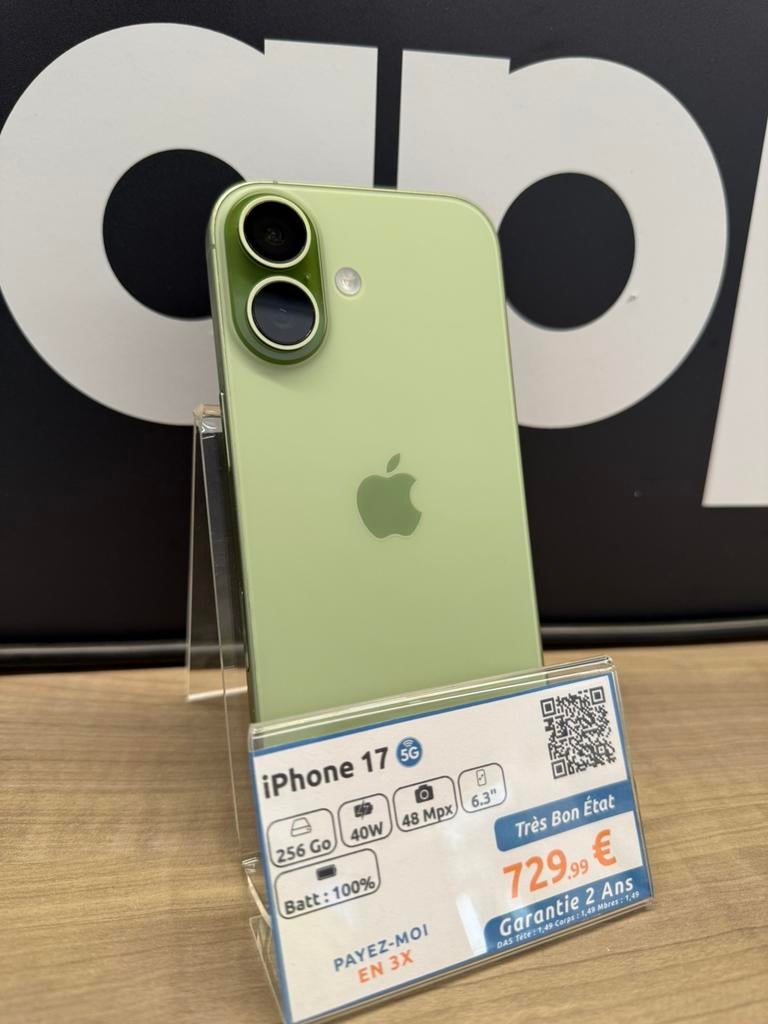 iPhone 17 256Go Vert, Télécoms, 256 GB, Autres modèles, Utilisé, Sans abonnement