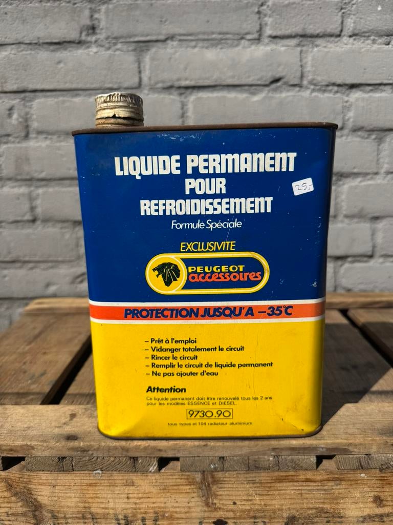 Peugeot oud olieblik 2 Liter, Ophalen of Verzenden