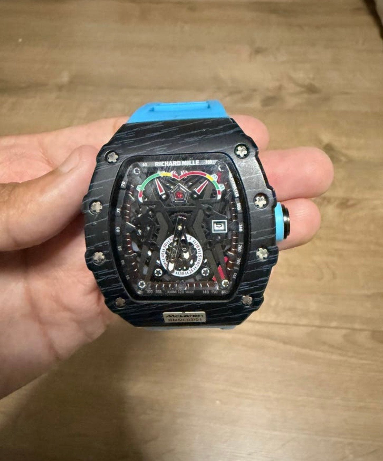 Blauwe Richard Mille McLaren, Verzenden, Zo goed als nieuw