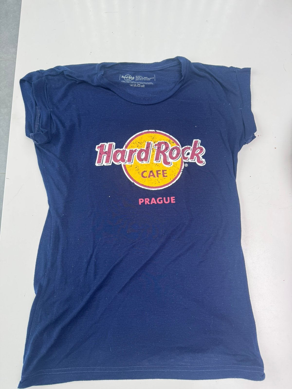 T- shirt Hard Rock Cafe Prague - maat XS, Kleding | Dames, Ophalen, Blauw, Korte mouw, Maat 34 (XS) of kleiner