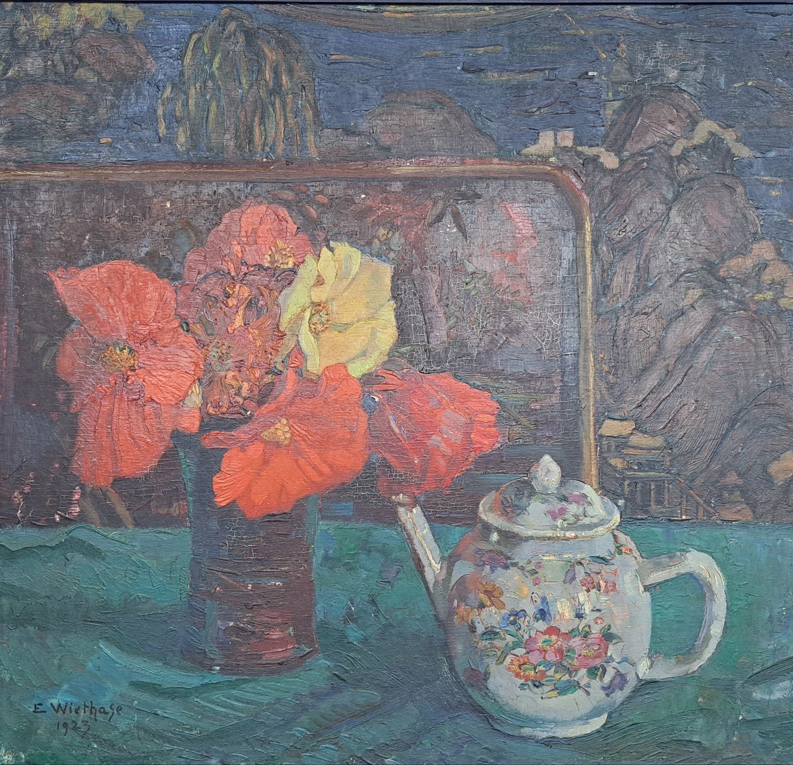Edgard Wiethase (1923) - Nature morte, Enlèvement, Signé, Peinture à l'huile, Fleurs