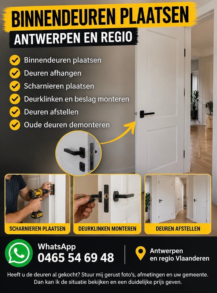 Binnendeuren plaatsen en monteren – Antwerpen en omgeving, Ophalen of Verzenden