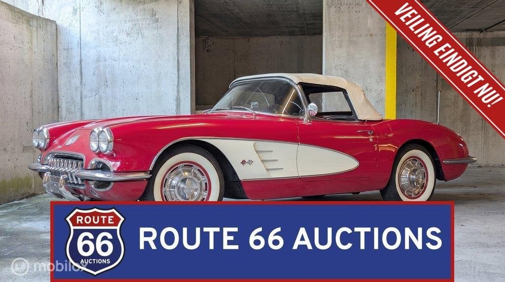 Chevrolet Corvette C1 | 1960 | Route 66 Auctions, Auto's, Chevrolet, Zwart, Bedrijf, Handgeschakeld