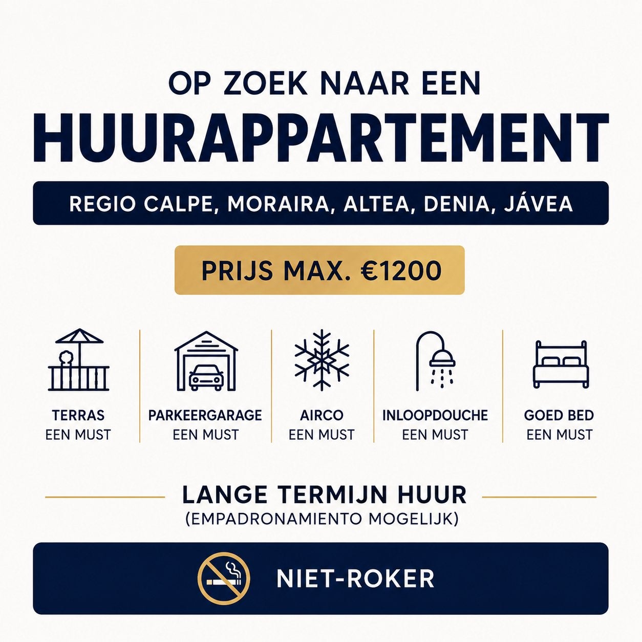Op zoek naar langetermijnhuur in Costa Blanca, Immo