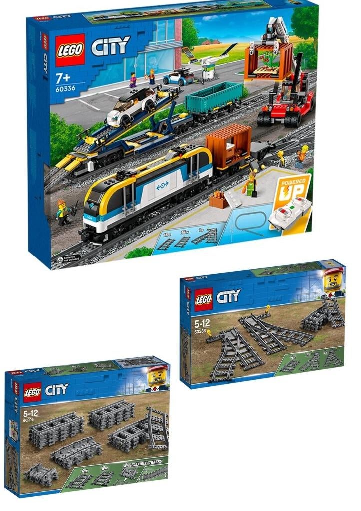 Goederen vrachtrein met extra wissels en sporen, City, Verzenden, Lego, Nieuw