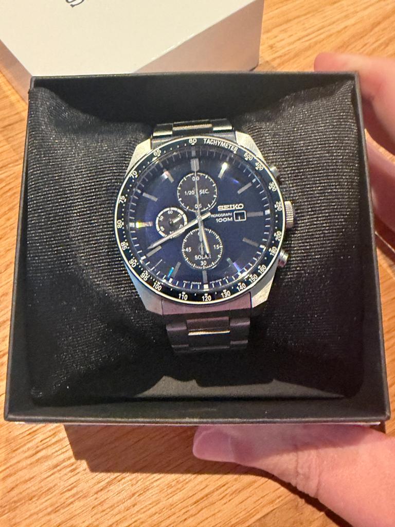 Seiko Solar Chronograph, Staal, Polshorloge, Ophalen of Verzenden, Zo goed als nieuw