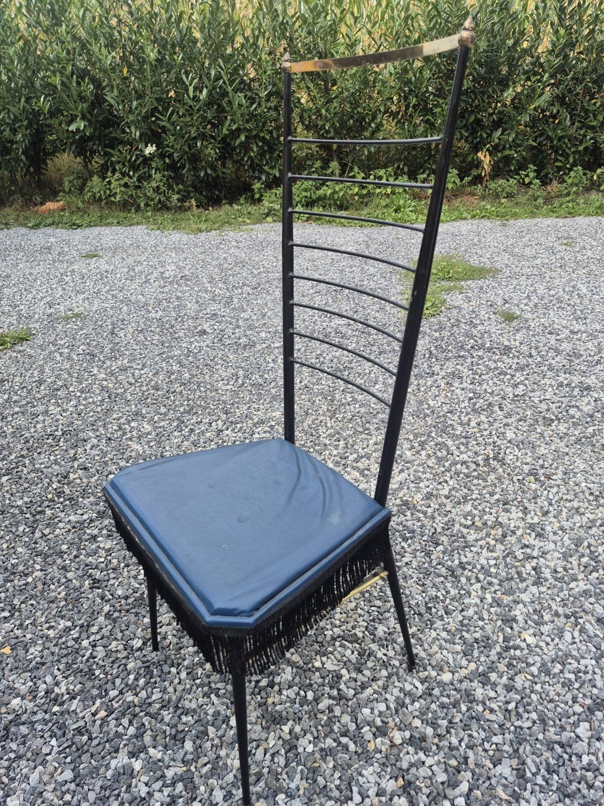 vintage Italiaanse stoel met hoge rugleuning, Ophalen, Zwart, Eén