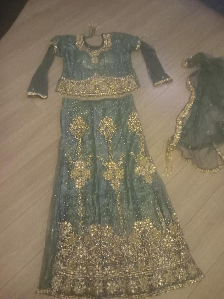 Hindoestaanse jurk, Kleding | Dames, Gelegenheidskleding, Gedragen, Groen, Ophalen of Verzenden