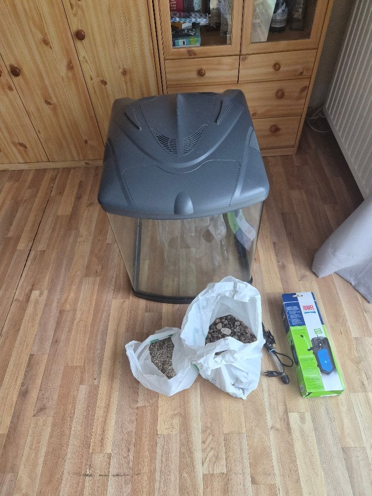 Aquarium met toebehoren, Dieren en Toebehoren, Ophalen, Inclusief deksel, Gebruikt, Leeg aquarium
