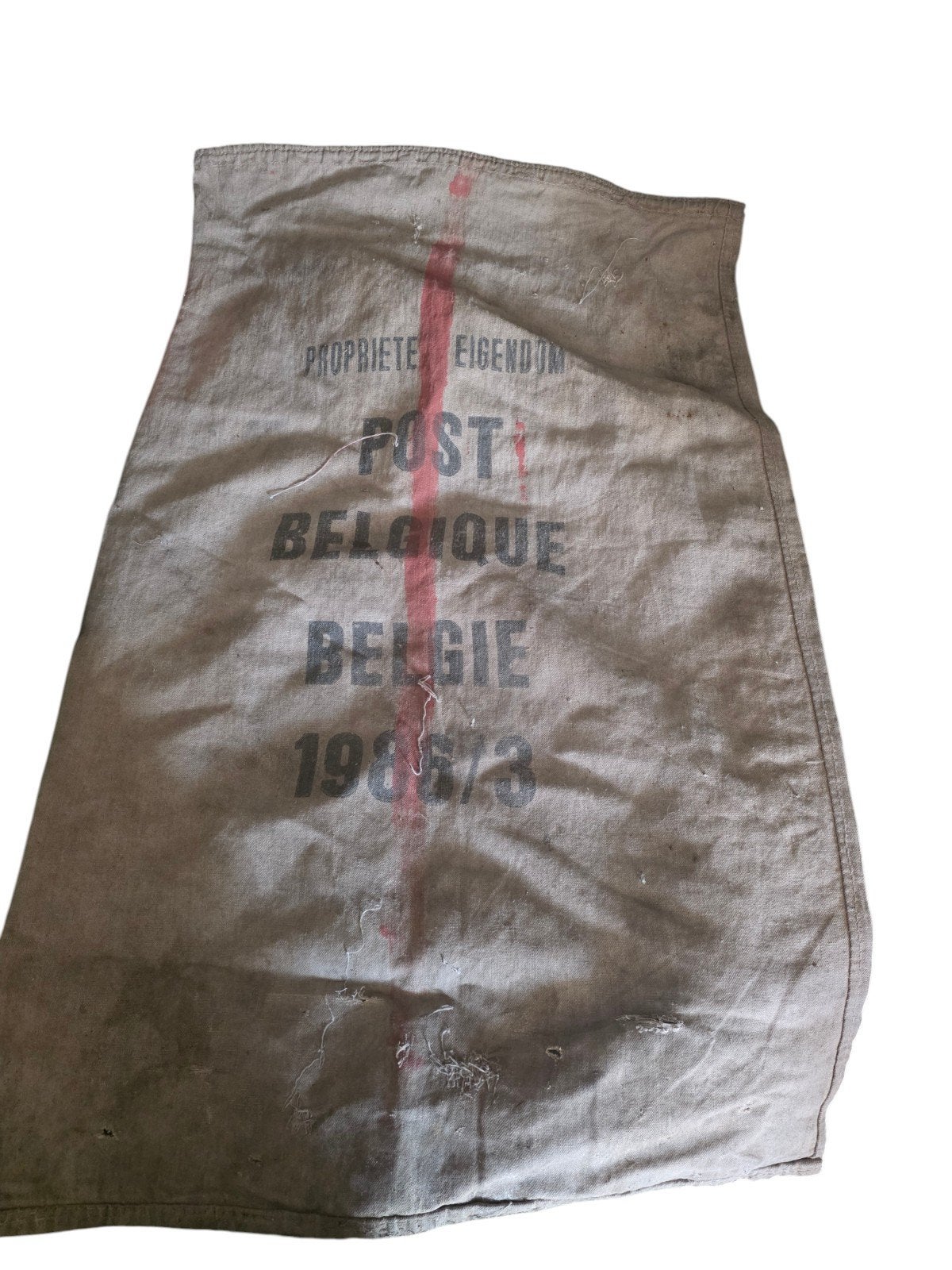 Ancien sac postal de La Poste Belge en toile de jute (1986), Antiquités & Art, Enlèvement ou Envoi