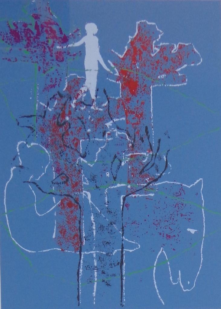 ANDRE GOEZU / FIGURATIE / KLEURLITHO / 70x50cm / KADER / SIG, Antiquités & Art, Enlèvement ou Envoi