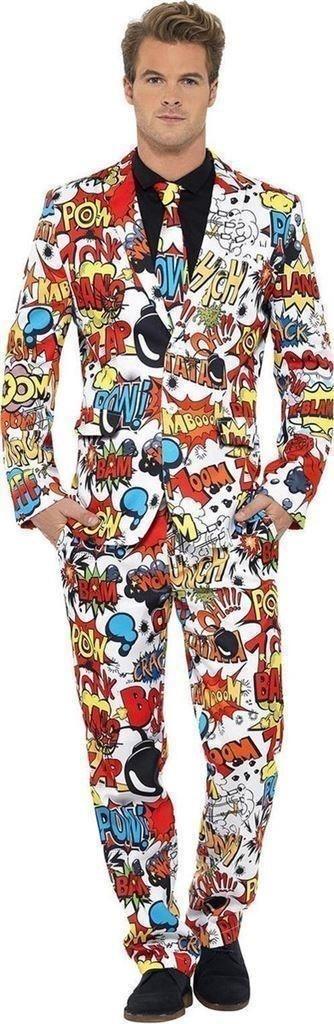 OppoSuits en Smiffys Kostuums - Comic Strip Maat M, Vêtements | Hommes, Costumes & Vestes, Neuf, Taille 48/50 (M), Blanc, Enlèvement ou Envoi