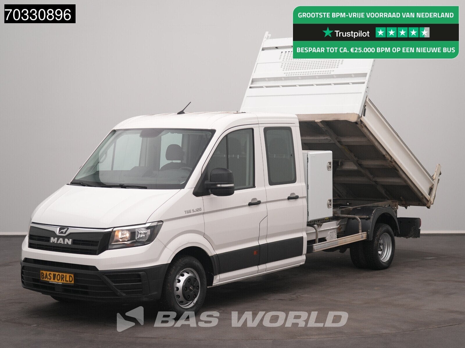 MAN TGE 5.120 Dubbel Cabine Kipper met Kist Dubbellucht 3,5t, Stof, Gebruikt, Euro 6, 4 cilinders