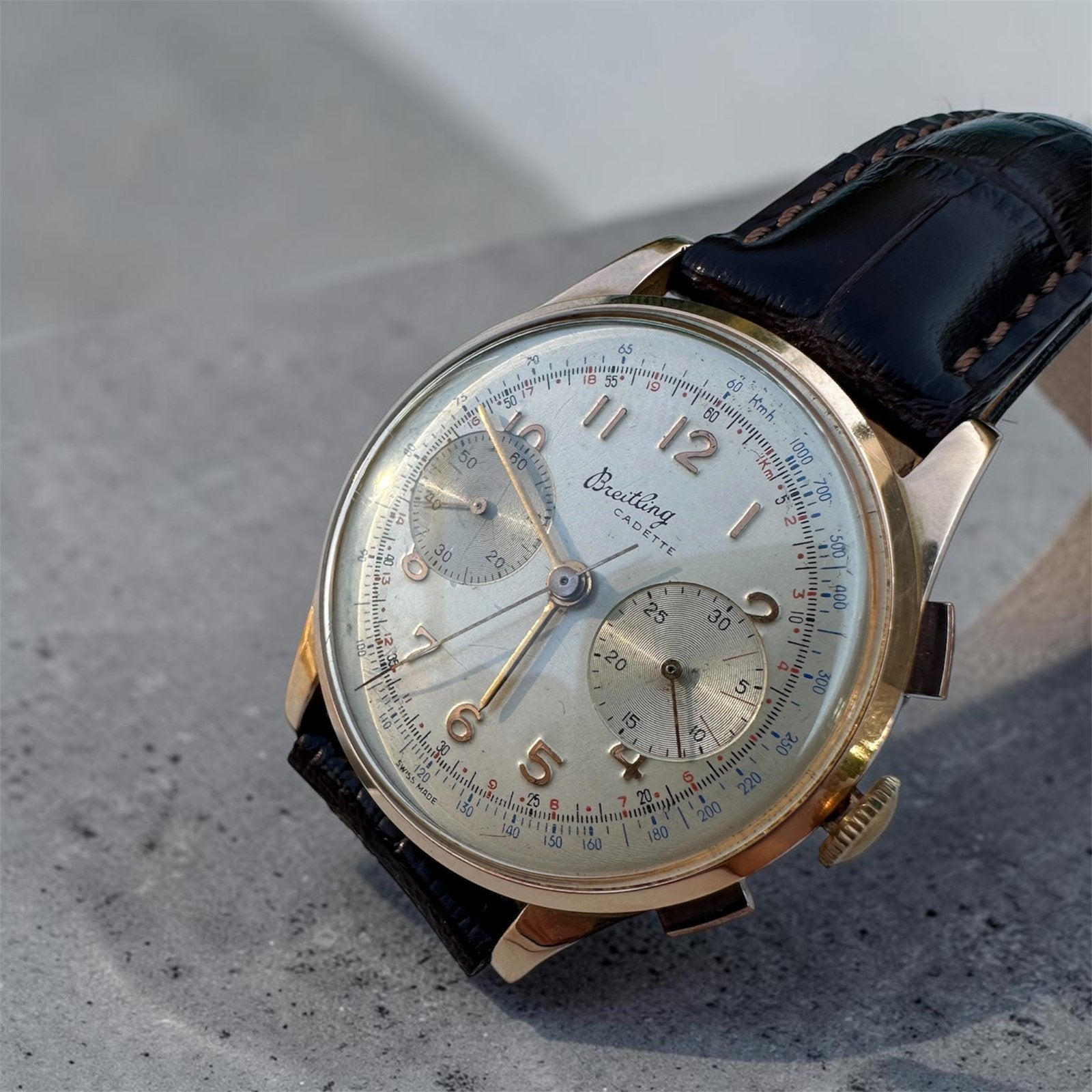 Vintage Breitling Cadette 18K Goud – Topstaat –, Ophalen, Met bandje, Breitling, Polshorloge